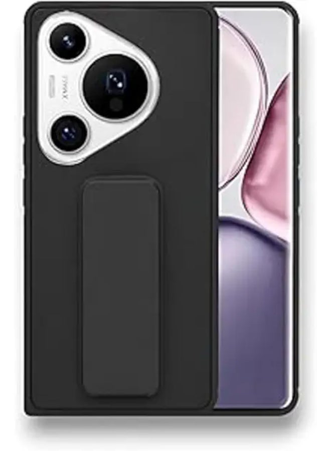 Magnetc Grip Cover For Huawei Pura 70 Pro , Kickstand Slim Shockproof Grip Case, Silcione Protective Cover For Huawei Pura 70 Pro - Black